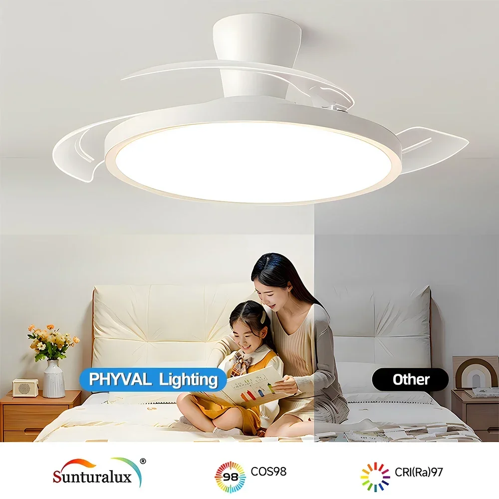 Home LED Ceiling Fan Light 42/48inch Dimmable For Living Room Dining Room Study Kitchen Indoor Lighting Fixtures