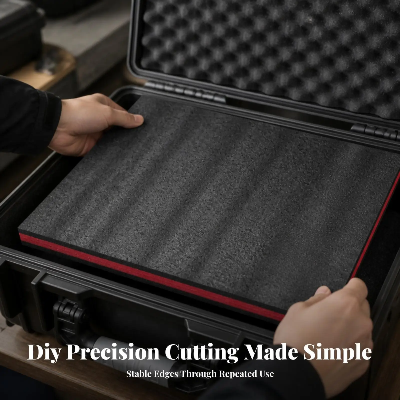 Textured Foam Sheet with Black Outer Layers and Red Middle Layer High-Density Three-Layer Composite Foam Sheet Resilient