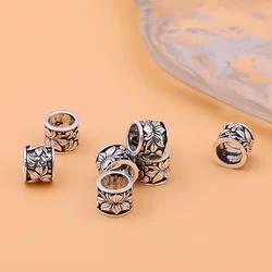5pcs 925 pure retro lotus beads scattered beads for old retro spacer beads hand-woven diy beaded jewelry accessories