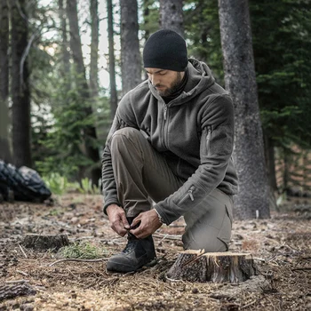 Winter Tactical Fleece Jacket Men Warm Polar Outdoor Hoodie Coat Multi-Pocket Casual Full Zip Sport Hiking Jacket 4