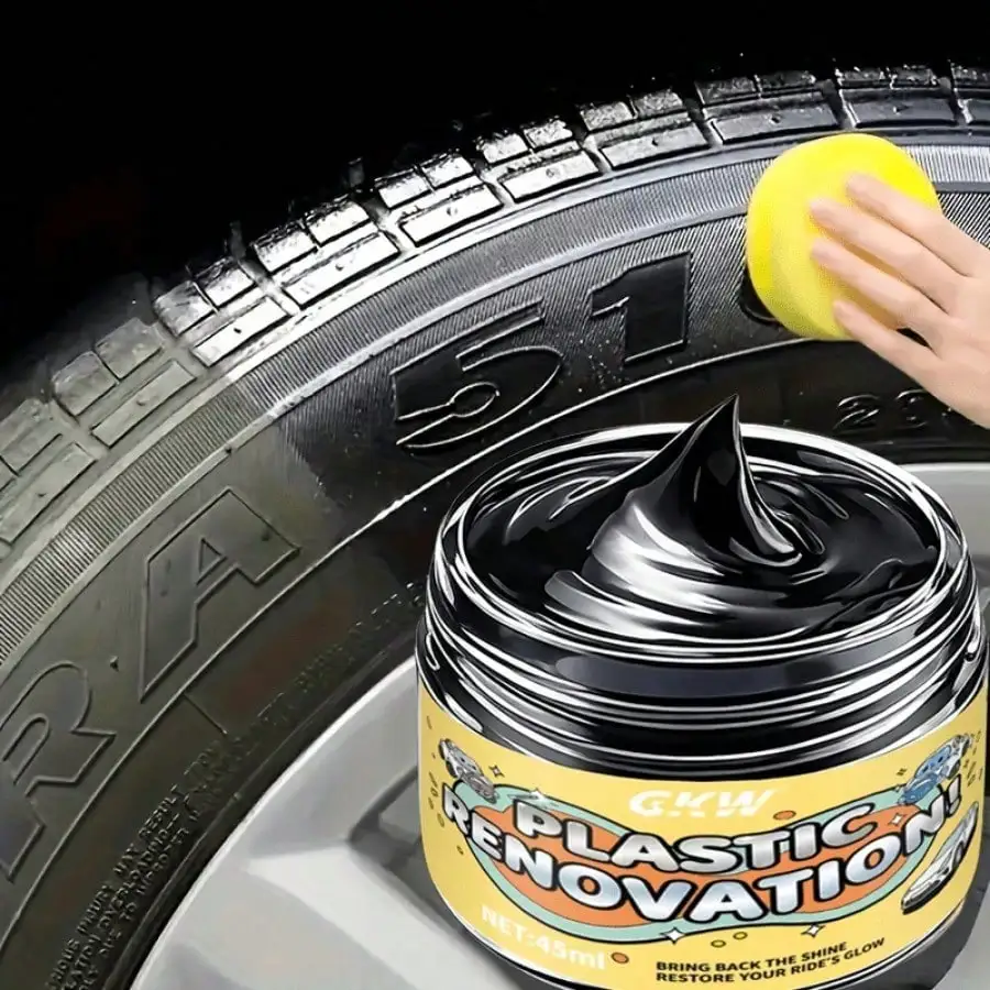 [Car Tire Shine Enhancer] Long-Lasting Blackening Tire Repair and Polishing Protective Agent - Anti-Aging Maintenance Coating to Prevent Cracking and Fading | Suitable for the Sidewalls of Tires of Various Vehicle Models | Empowering a Deep, Dark, and Glossy Texture | Comes with a Special Sponge for Easy Application