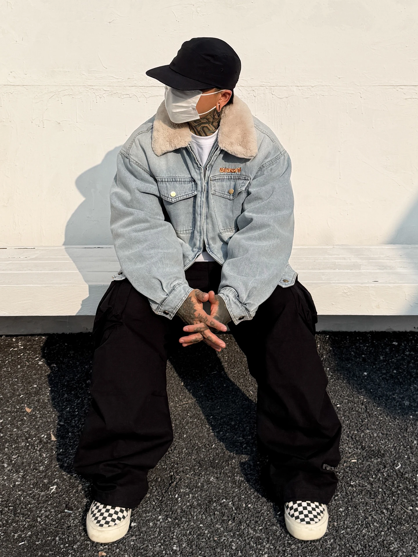 

Модная мужская зимняя куртка в американском ретро-стиле с воротником из овечьего меха, теплая, свободного кроя, из хлопка и денима, для молодежи, с наполнителем из полиэфирного волокна