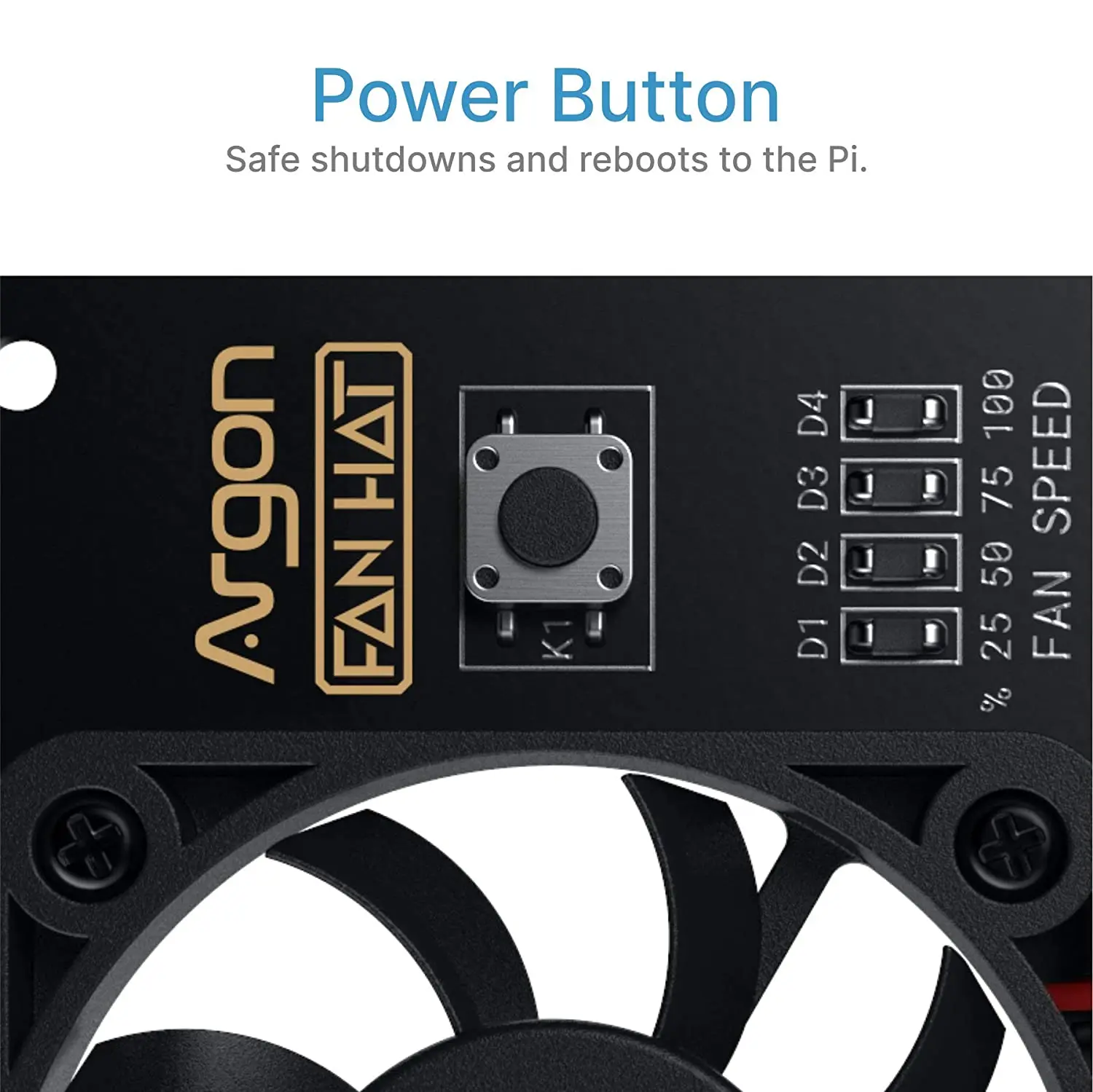 Argon Fan HAT for Raspberry Pi 4 with Power Button PWN Software Controllable 40mm Fan for Pi 4B 3B+ 3B Compatible for POLY+ NEO