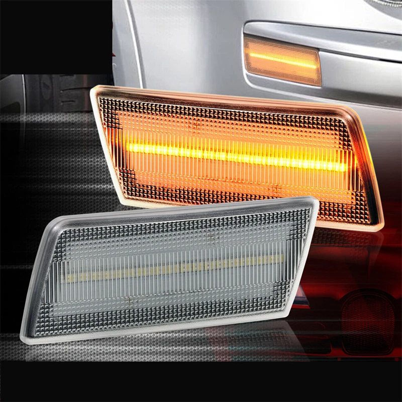 LED Amber Turn Signal Lamp Side Marker Lights For Chysler 300 2005-2010 Smoked/Clear Lens