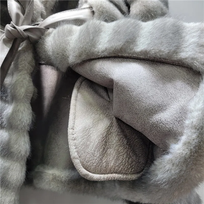 เสื้อโค้ทขนเฟอร์เทียมสำหรับผู้หญิง HKSH 2025 คอลเลคชั่นฤดูหนาว ปกพับได้ แขนยาวผูกเชือก สไตล์สตรีทแฟชั่น ทันสมัย อุ่นสบาย รุ่น HK14808