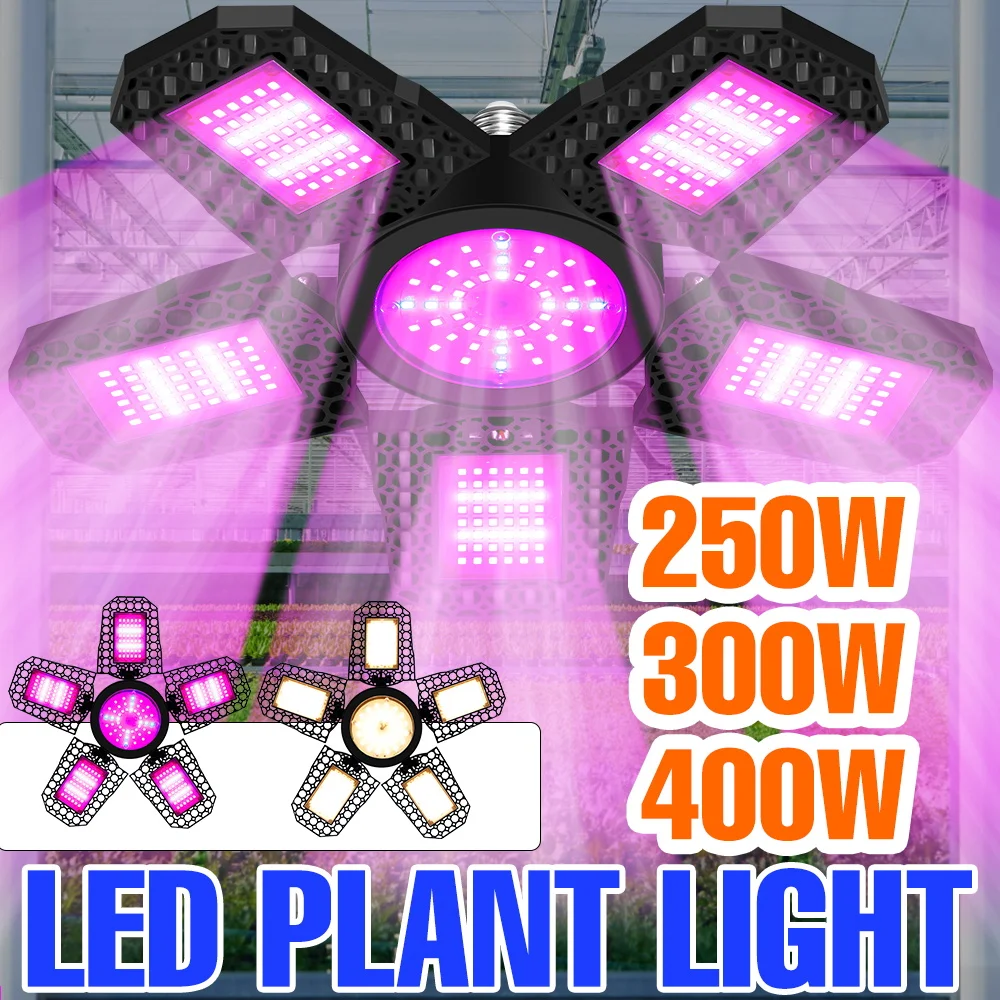 400W Foldable LED Grow Light Bulb E27 Full Spectrum Indoor Hydroponics Lamp Greenhouse Tent Vegetable Plant Cultivation Lighting