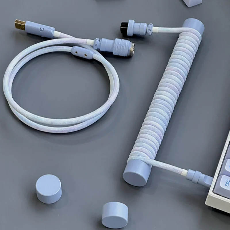 Color Aviation Plug Cable 1.5m Type-c Spiral With Fixed Wire Series Customized Mechanical Keyboard Cable Z48 Accessories