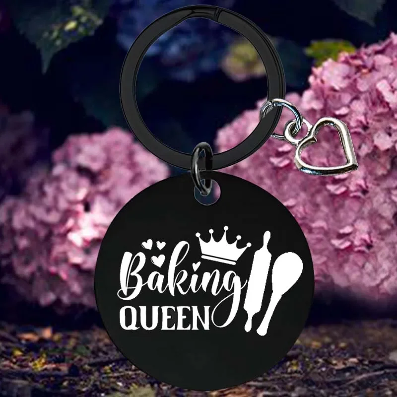 Funny Baking Queen Keychain Cooking, Kitchen Gift Key Chain Pendant Jewelry wife girls chrismas birthday Gift