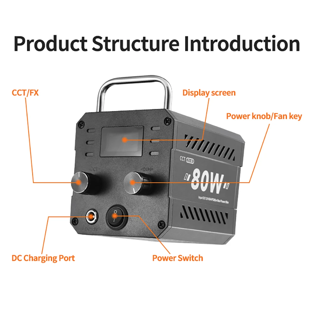 MIAOTU ZU-80 MINI Photography Light LED Live COB Fill light 2700-7500K Professional Video Portable Lampshade Mini Bowens Mount