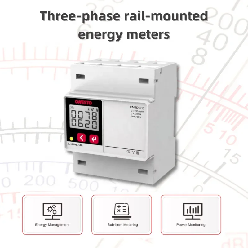 Счетчик энергии на DIN-рейку IP51 Счетчик электроэнергии Светодиодный дисплей Счетчик солнечной энергии Harmonics