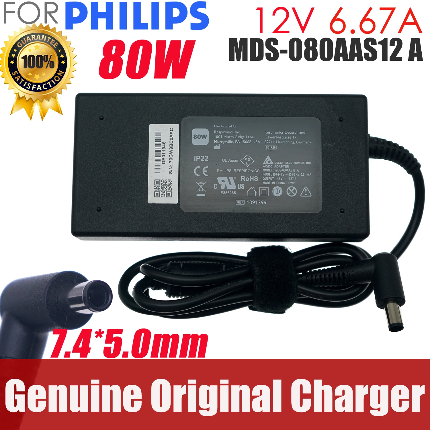 MDS-080AAS12 A 12V 6.67A 80W ADE022 AC Adapter For PHILIPS DORMA 200 500 CAX500T12 DreamStation 700 567P 767P DS500T T2 Charger