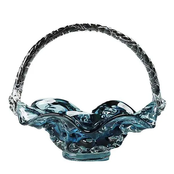 

Glazed purple hand basket fruit plate light luxury home art plate decorative vase ornament living room storage fruit basket