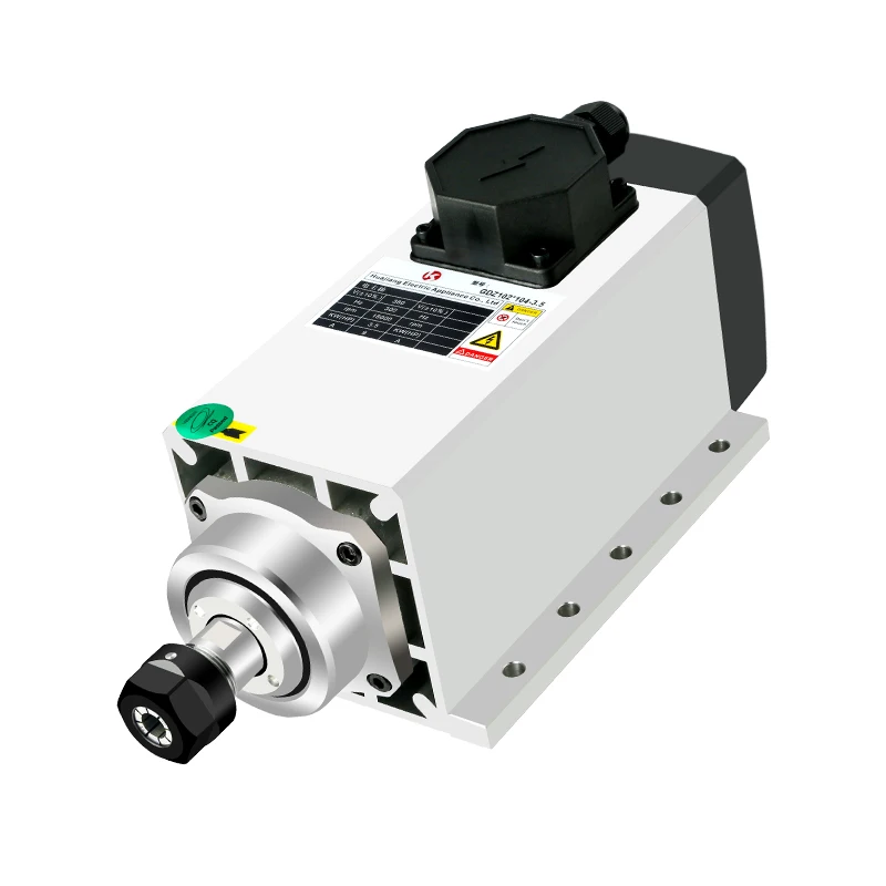 CNC Air Cooled Square Spindle Motor 2.2KW 3.5KW ER20 ER25 Chuck Milling Motor 4 Bearing Engraving Woodworking Cutting Machine