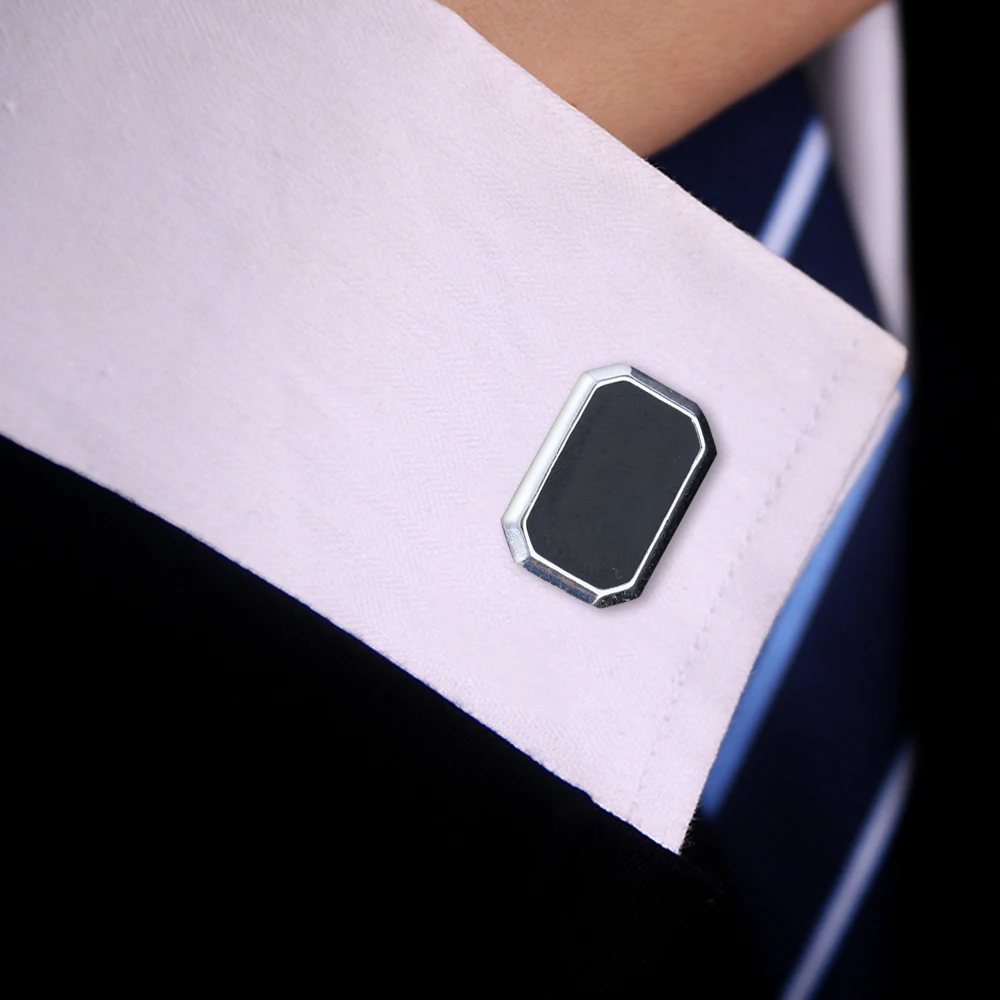 Personality Mens Carbon Fiber Oblong Cufflinks With Whale Back Closure