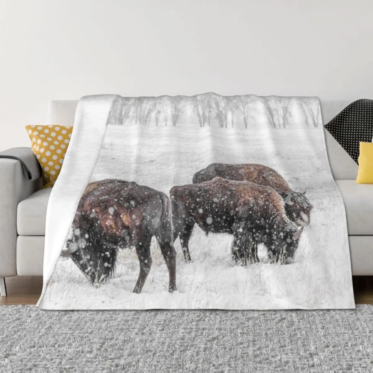 

Frosty Bison Trio Throw Blanket Bed covers Decorative Beds Multi-Purpose christmas gifts Blankets