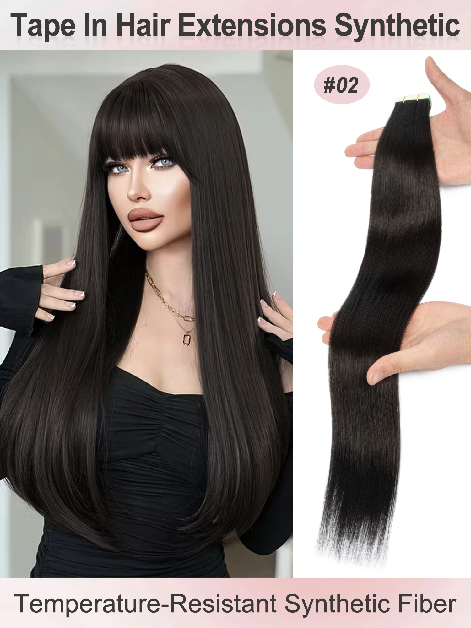 

20Pcs Synthetic Yaki Straight Tape In Hair Extensions Invisible Futura Hair Pieces For Women