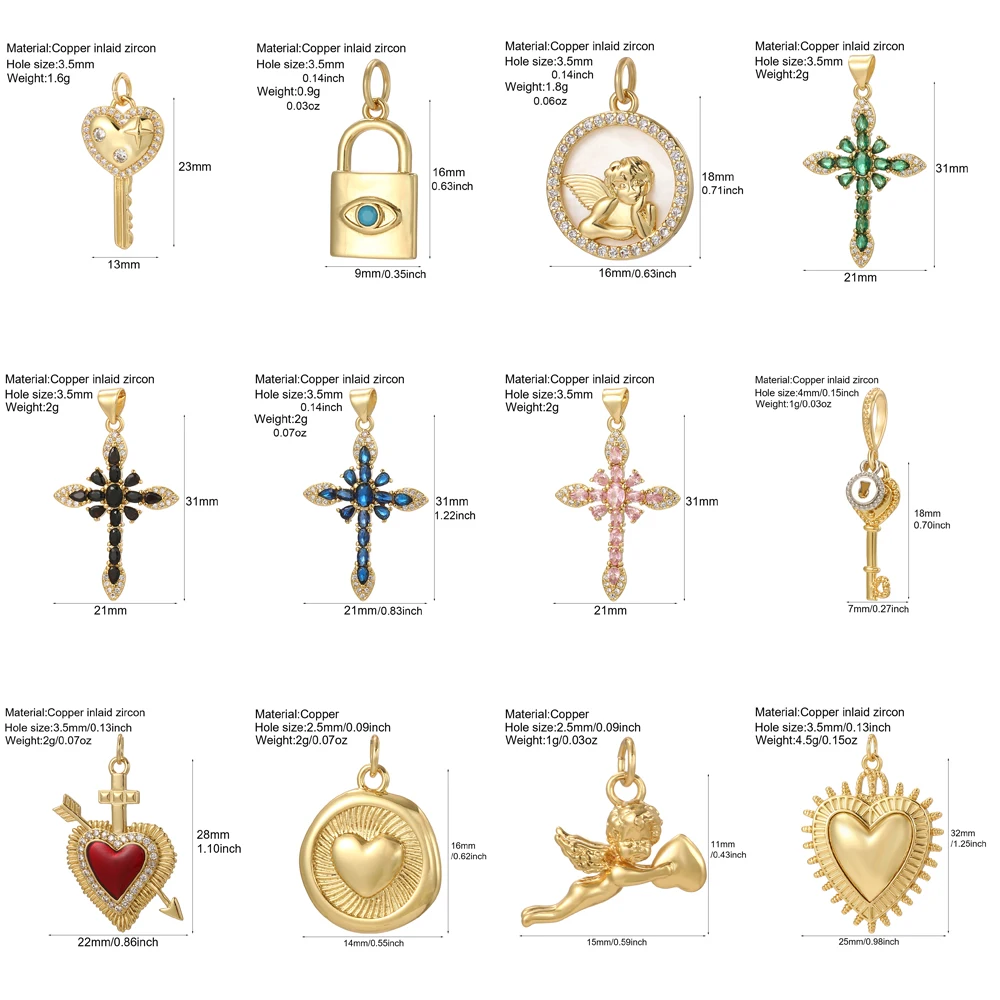 10 Stück süße Engel Kreuz Charms für Schmuckherstellung Schlüsselschloss Diy Frau Halskette Ohrringe Armband hochwertige Großhandel Charme – Detail 3