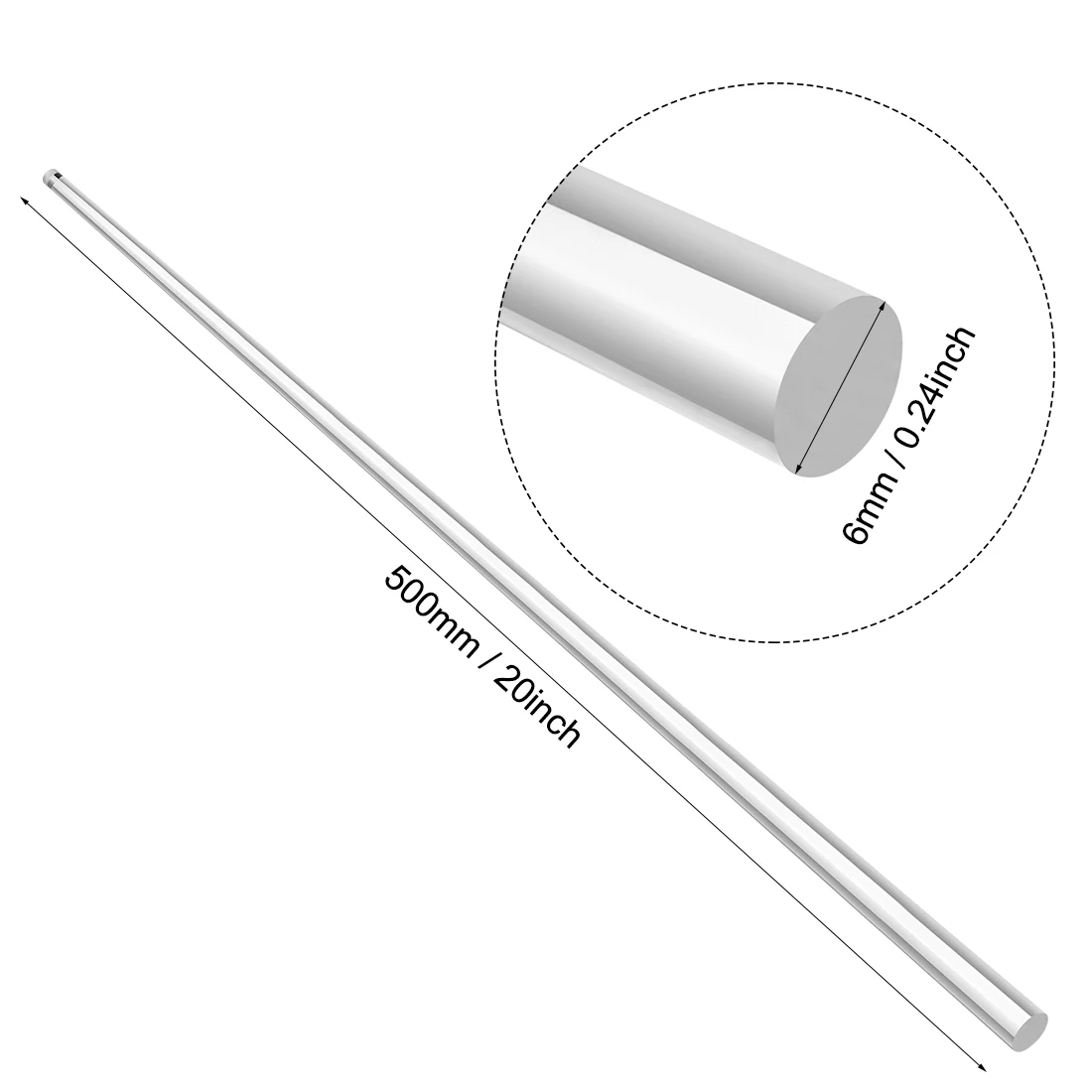 1/2/4Pcs Clear Acrylic Rod 3x250/4x245/5x250/6x250/6x500/8x250/8x500mm Solid Round Bar Acrylic Round Rod Plastic PMMA Bar Stick