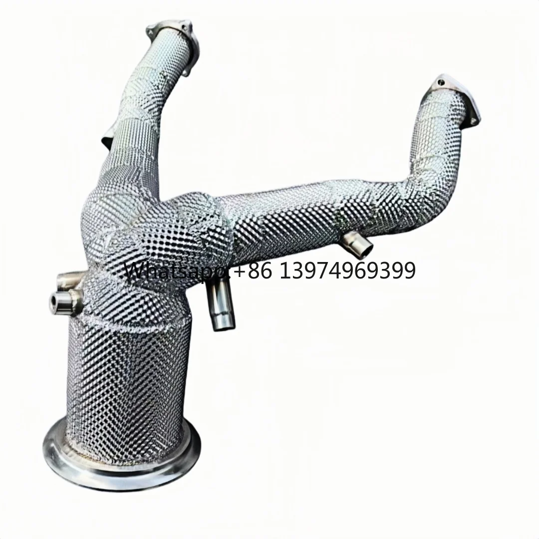For DEX Stainless Steel With Heat Shiled High Flow Exhaust Downpipe for 2020-2024 Porsche Macan S 3.0T