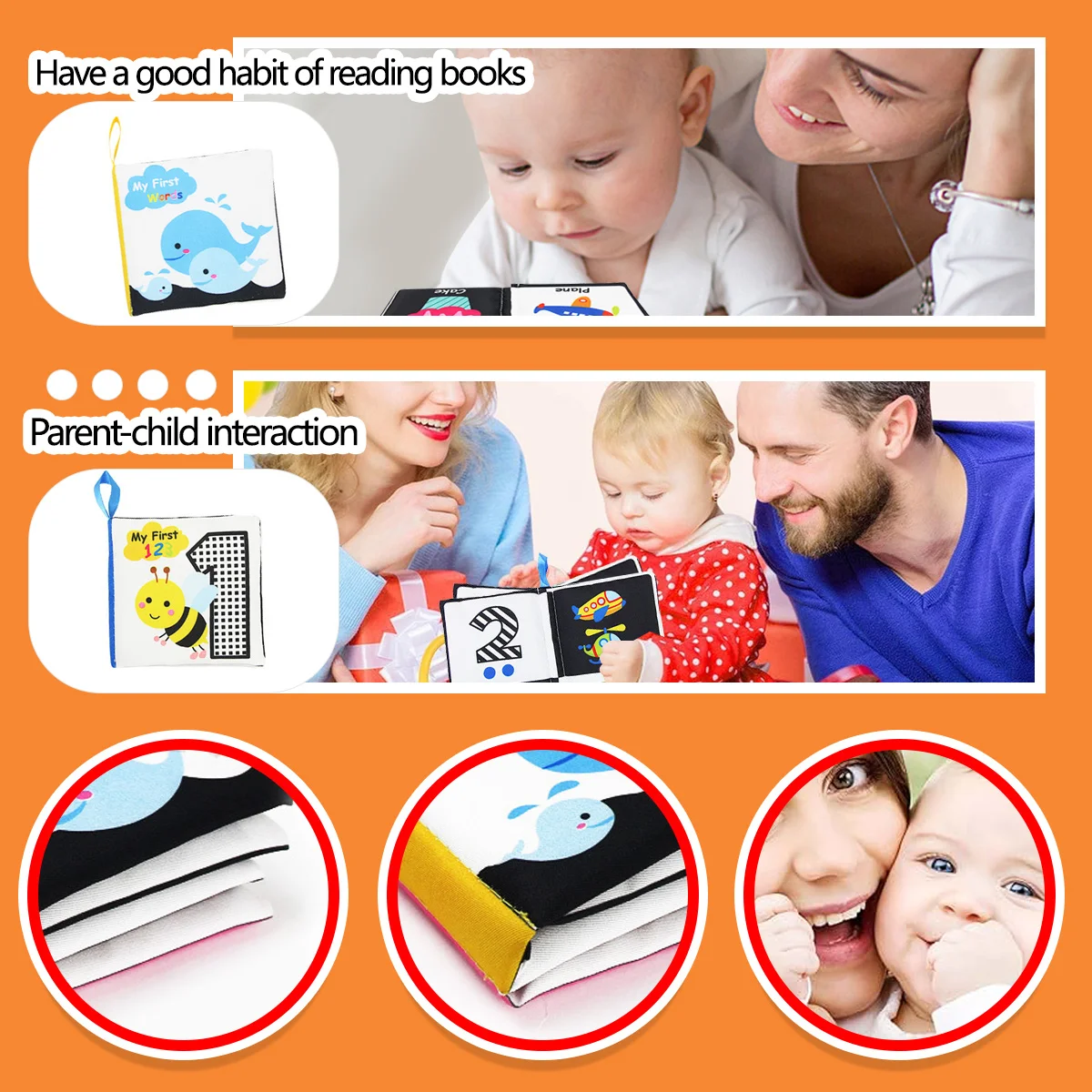 Libro in Stoffa per Neonati, Temi Insetti, Arcobaleno, Numeri, Grafica, Giocattolo Tattile, Giocattolo Educativo Precoce