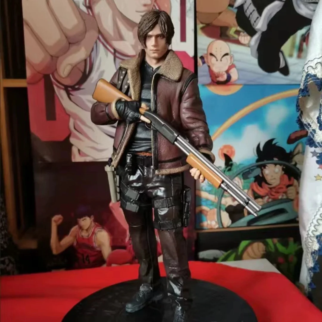 33cm Anime Resident Evil Figures Leather Jacket Leon Ada Wong Scott Kennedy Figurines Zombie Hunter Pvc Model Statue Toy Gift