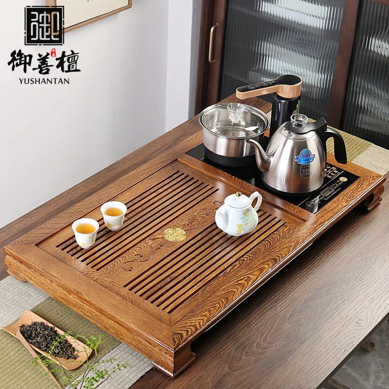 

Natural chicken wing wood tea tray Solid wood household integrated table Modern simple drawertable Kung Fu set