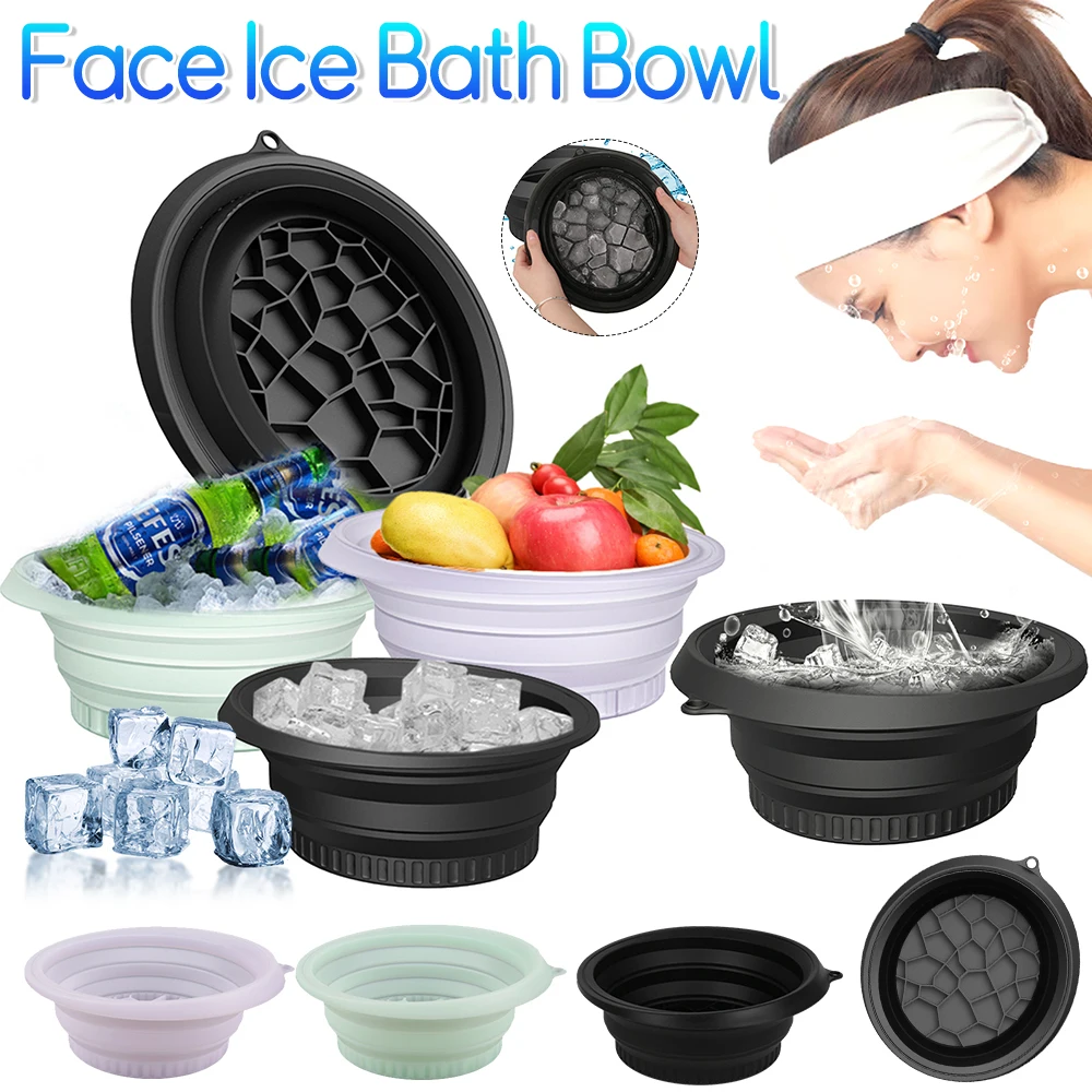 

Складной силиконовый лоток для ледяной ванны для лица, холодная терапия для отечности лица, портативный криоинструмент для кожи, дорожная миска для красоты, инструмент для лица