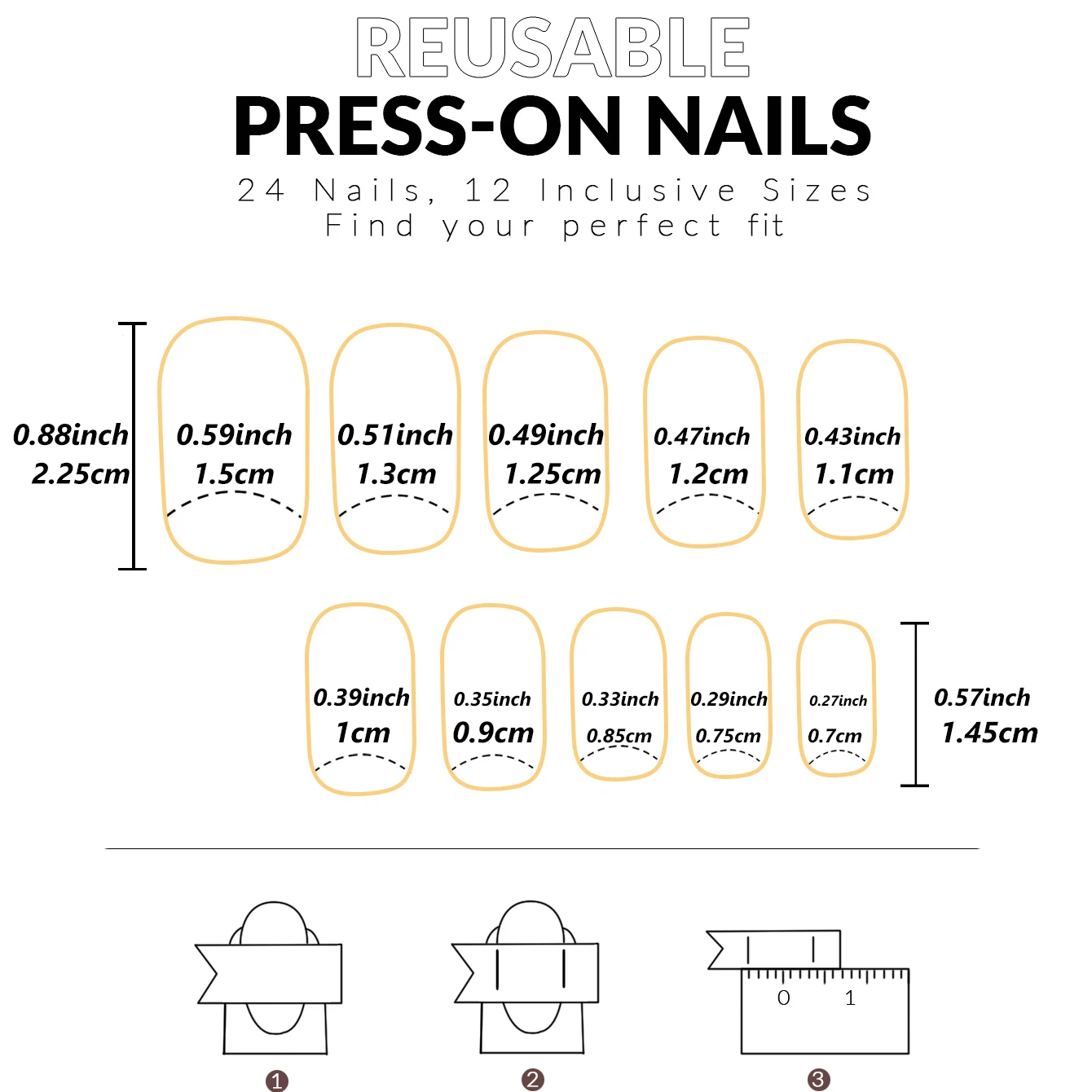 24 pièces français flash bordure blanche fleur de cerisier strass faux ongles ensemble d'ongles blanchissant avec faux ongles détachables pour le Festival