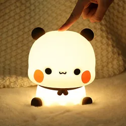 귀여운 곰 팬더 부부 두두 LED 야간 조명 램프, 귀여운 만화 동물 침실 장식, 거실 인형 선물