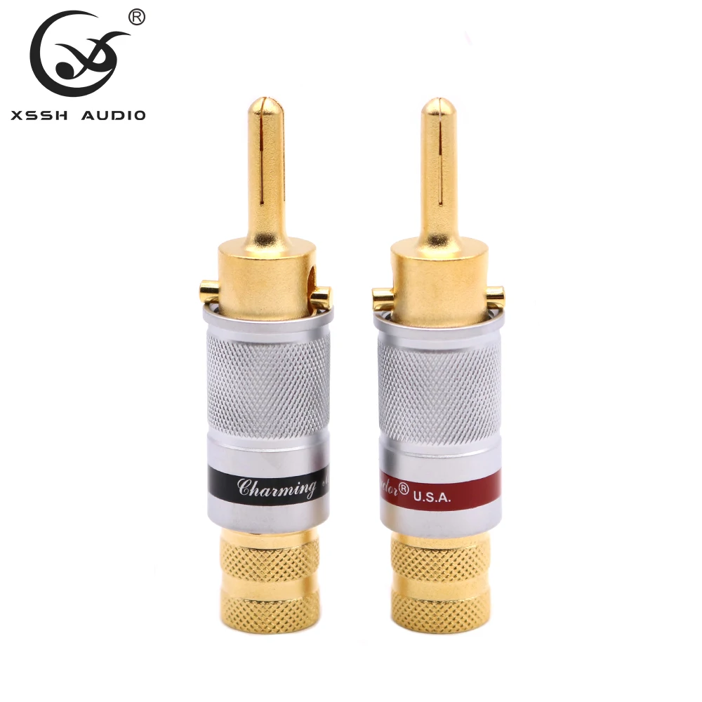 

8pcs Speaker Plug YIVO XSSH Audio Video OEM ODM DIY HIFI Pure Copper Plating Gold 9mm Male Plug Connector Jack for Banana Cable