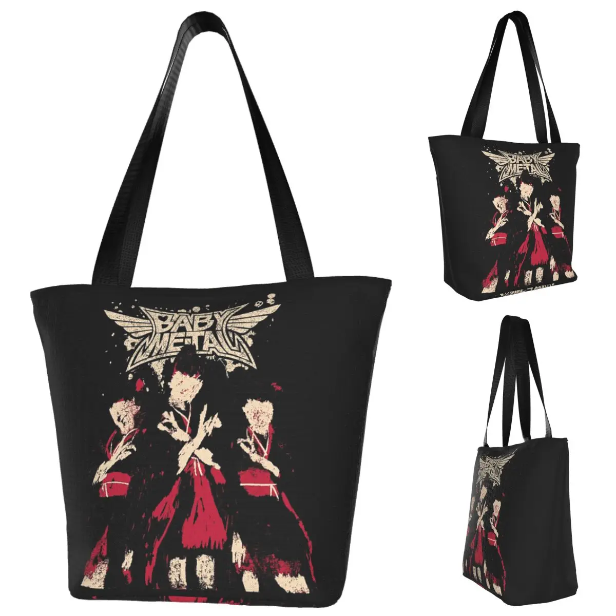 

The Babymetal Tour Shopping Tote Bag Canvas Large Capacity Shoulder Bags Shopper Grocery Handbag for Women