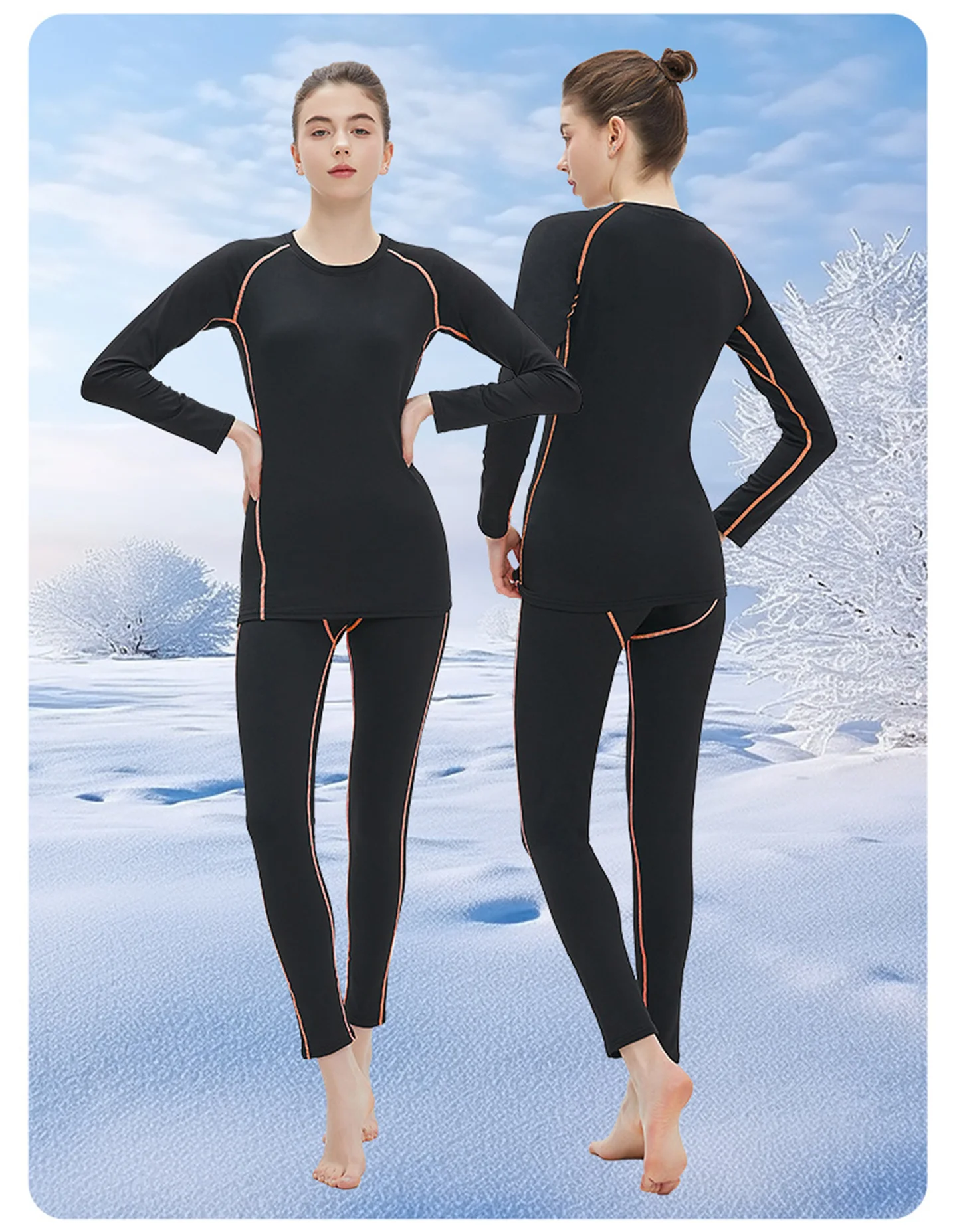 Quick-Drying Clothing Women Skiing Thermal Underwear Winter Running Sports Suit Outdoor Plus Velvet Long-Sleeved Bottoming