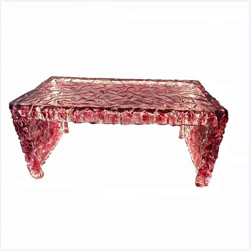 *Nordic Transparent Resin Handmade Durable Multipurpose Island Bar Dining Table Integrated Glowing Crystal Centerpiece Furniture