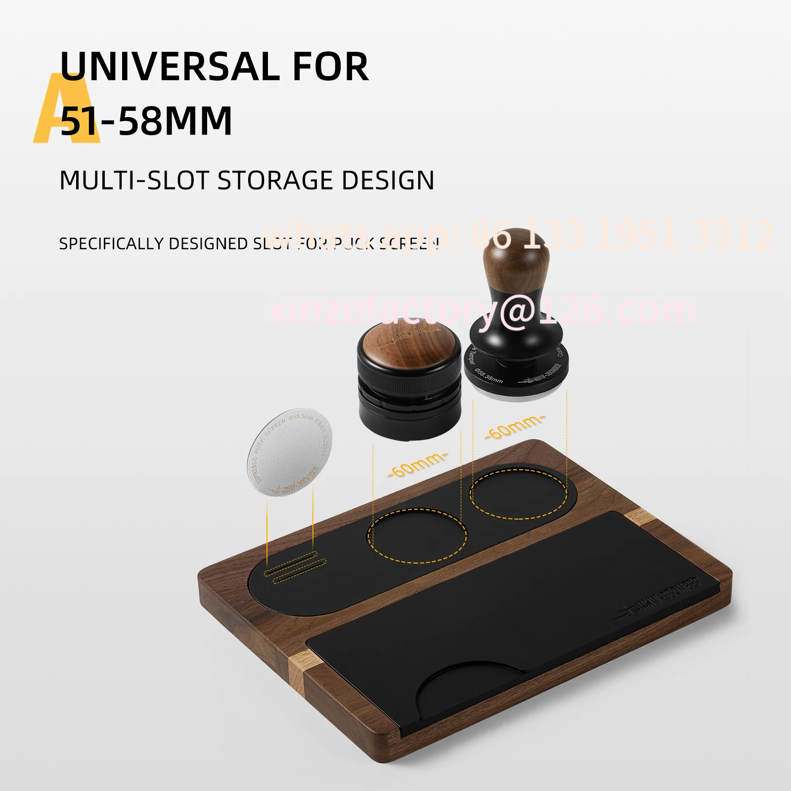 

Customizable MHW-3BOMBER Coffee Tamping Station Wooden Silicone Espresso Tamper Mat for 51-58mm Portafilter Home Barista Coffee