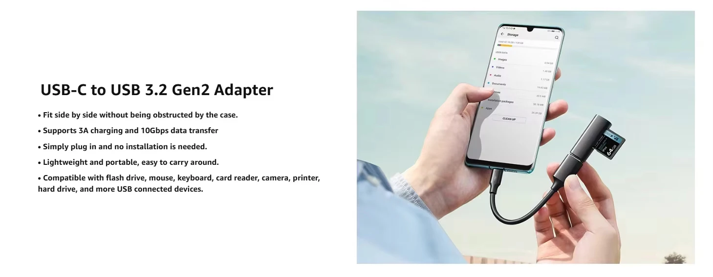 Typ C OTG-Kabeladapter USB C zu USB 3.2 10Gbps Adapter USB C Stecker zu USB-A Buchse Für Thunderbolt MacBook iMac iPhone 17 16 15 – Detail 3