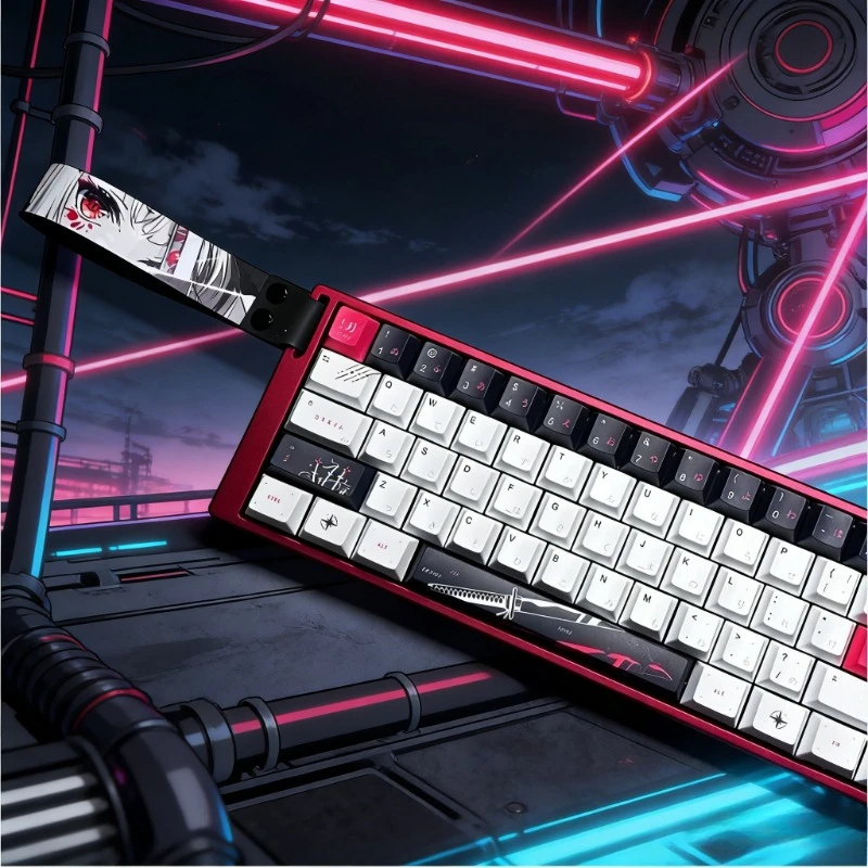

Yukiaim Wooting Keycaps Set 131 Key Custom PBT Cherry Profile Sublimation Cartoon Anime Point Keycaps for Mechanical Keyboard