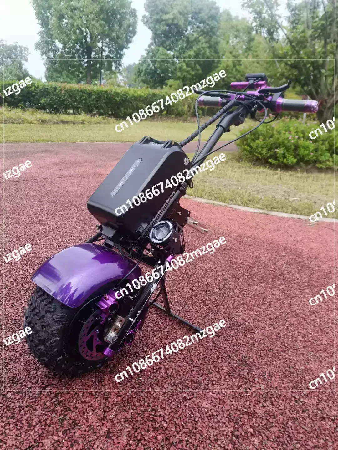 Electric Wheelchair Conversion Kit with Two LED Lights, 100KM Range, Wider Tires and Towed Trolley Accessory