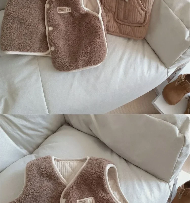 Neue Kinder-Herbst-Winter-Fleece-Weste, Wendeweste für Mädchen und Jungen, Leichte Ärmellose Kinderweste zum Schichten, Trendige Schul- und Freizeitweste – Detail 14