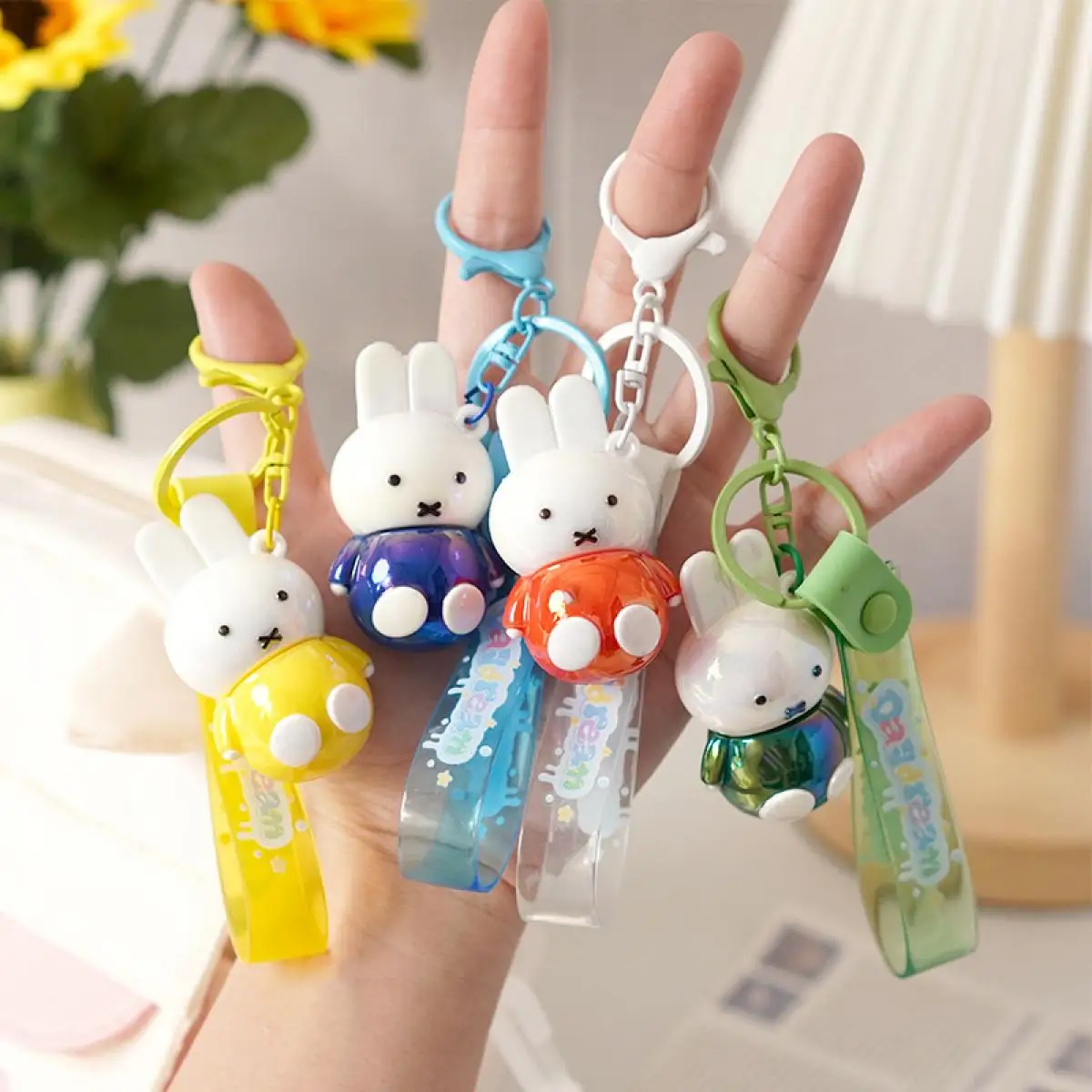 

Miffy Rabbit Kawaii Cartoon Pvc Keychain Cute Anime Backpack Pendant Sweet Students Keychain Pendant Gift for Friend