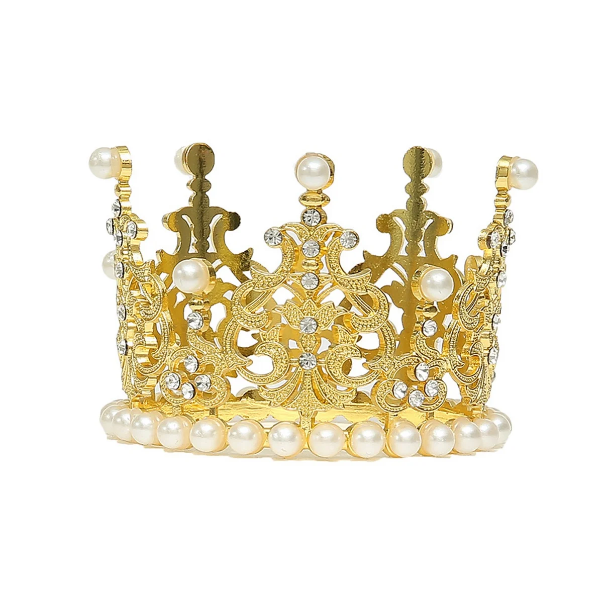Mini Couronne de Décoration de Gâteau, 2 Pièces, Diadème de Reine en Strass, Perles, pour ixd'Anniversaire et de Mariage
