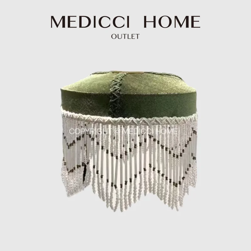 Medicci Home Retro Green Luxury Velvet Ceiling Hanging Lamp Shade American Style Pendant Light Cover For Restaurant Hotel Office