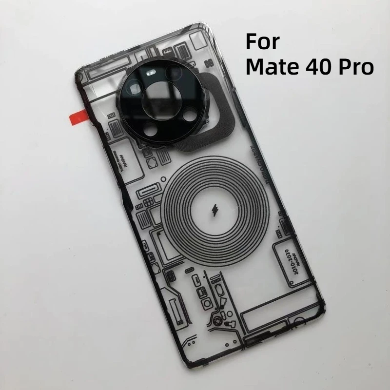Plastic Battery Back Cover For Huawei Mate 20 30 40 Pro Mate40Pro, Rear Housing With Camera Frame Lens Phone Replacement Repair