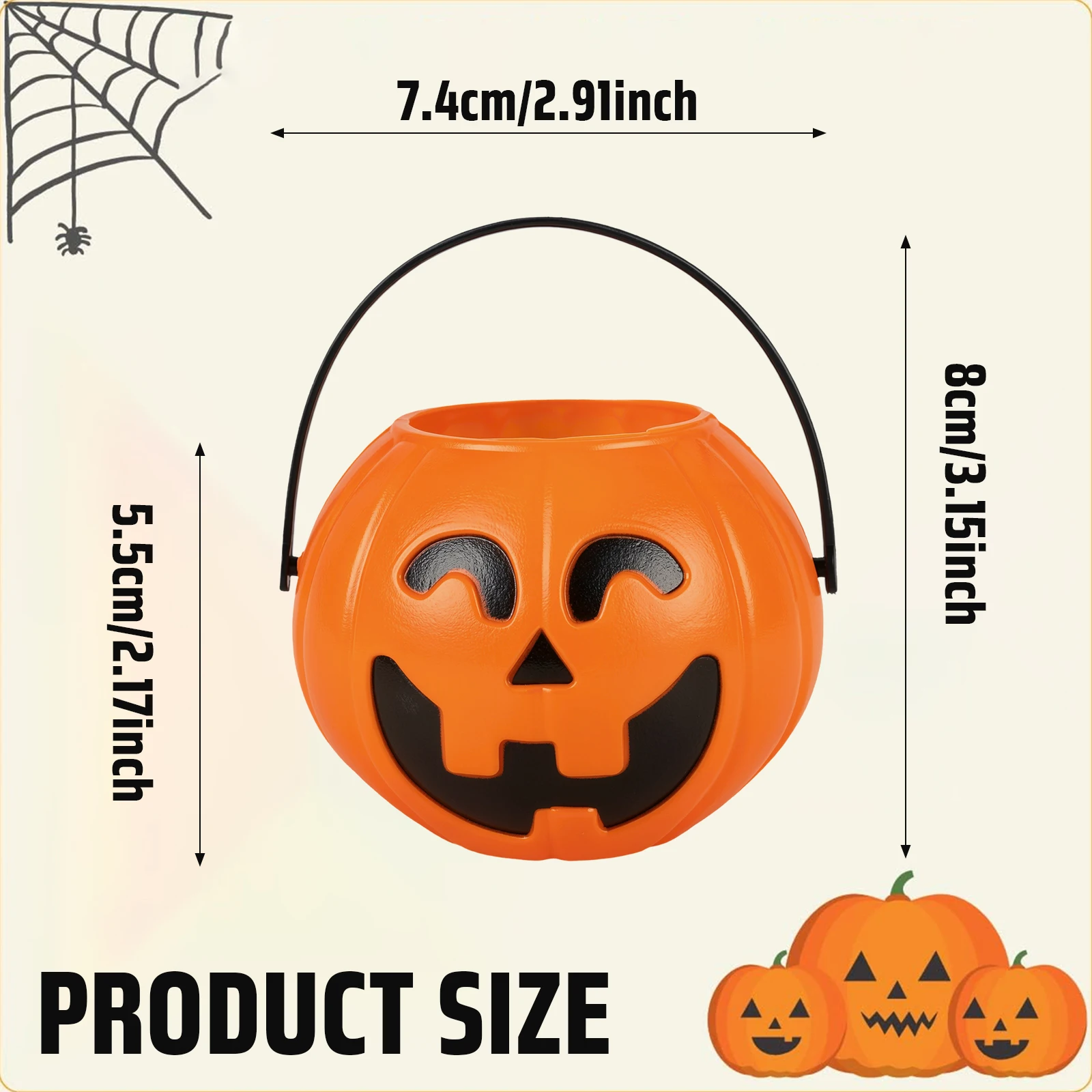 6Pcs Halloween Witch Jar Decoration Mini Plastic Witches Kettle Halloween Pumpkin Treat Bucket Candy Basket Pot Trick Or Treat