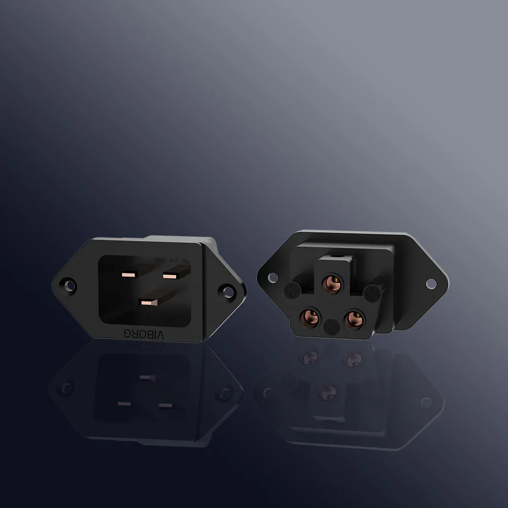 Hi-End Viborg VI20 Pure Red Copper Power Inlet C20 Male Connector High-Power AC Socket 20A 125V/20A 250V/16A