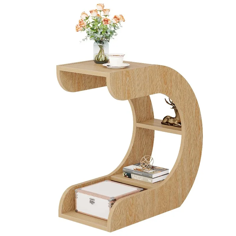 

4-Layer C-shaped bedside table close to the bed Durable bedroom bedside table furniture, convenient, practical and durable