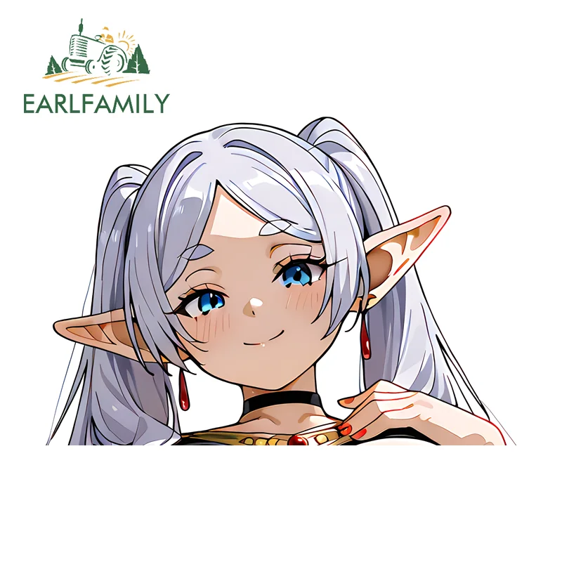 EARLFAMILY Long Hair Frieren Anime Motorcycle Stickers Eye-Catching Decal Graphics DIY Practical Waterproof Graffiti Sticker