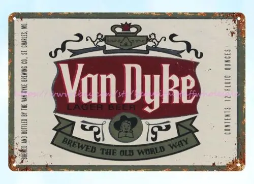 purchase art 1960s Van Dyke Lager Beer Brewing St. Charles MO metal tin sign