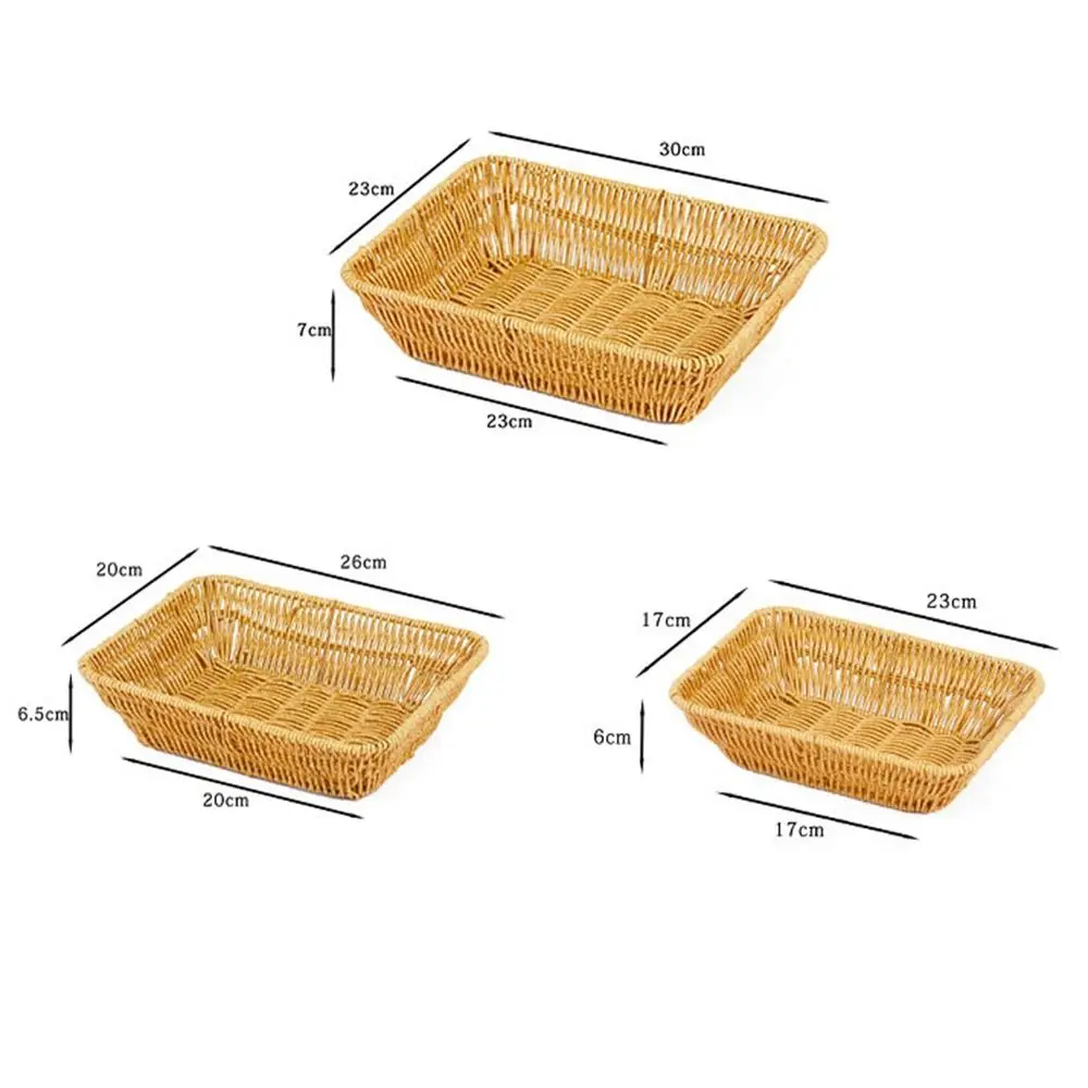 Multistyles Imitation Rattan Fruit Plate Retro Woven Handheld Creative House Candy Packaging Storage Rattan Woven Tea Tray