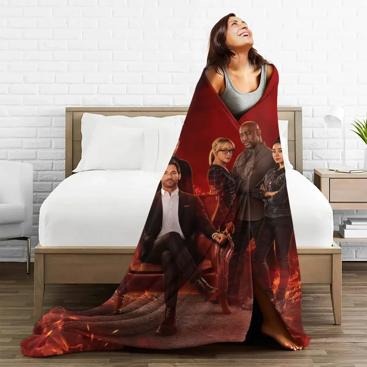 Lucifer Morningstar Dan Espinoza Blanket Fleece Textile Decor Suspense Crime Warm Throw Blankets for Home Couch Plush Thin Quilt