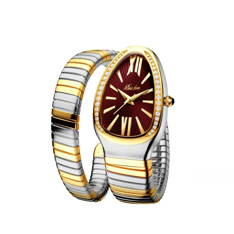 

Women's Watches Unique Surpentine Design Bracelet Steel Diamond Luxury Ladies Quartz Watch Waterproof Clock Gifts Drop Shipping